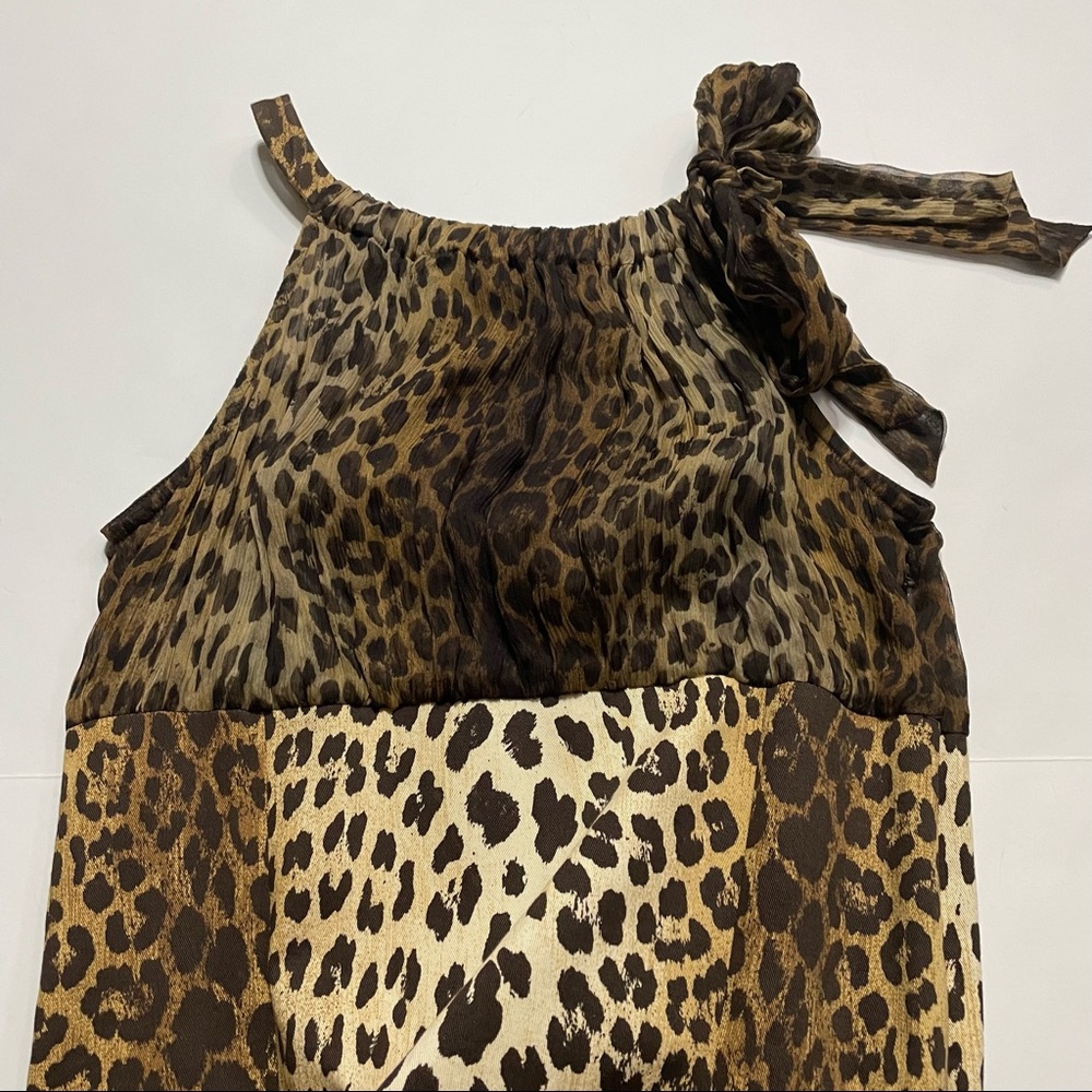 Love Moschino Leopard Cheetah Print Sleeveless Midi Dress Bow Decoration Size 6 - Picture 4 of 7